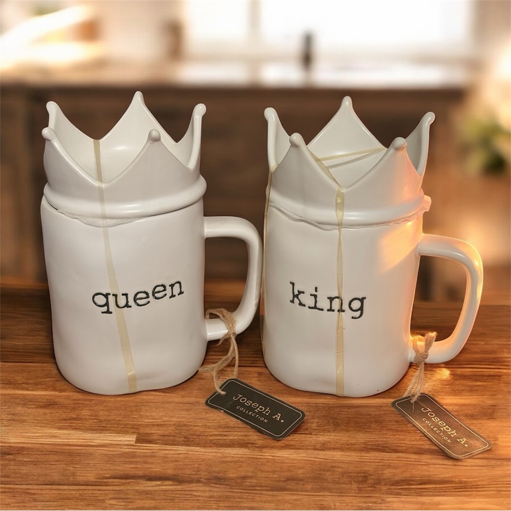 Joseph A. Collection 21 Oz. King & Queen Coffee Mug & Lid Sets NWT
